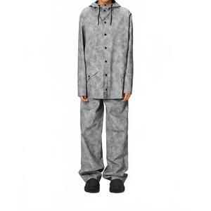 NEW RAINS snap closure raincoat jacket in distressed grey